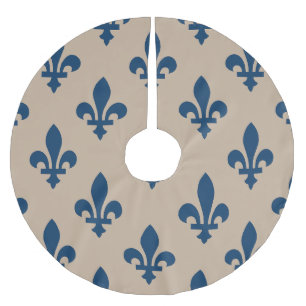 Fleur-de-Lis-Muster, königliches Französisch Blau Polyester Weihnachtsbaumdecke