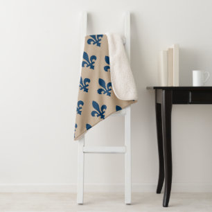 Fleur-de-Lis-Muster, königliches Französisch Blau  Sherpadecke
