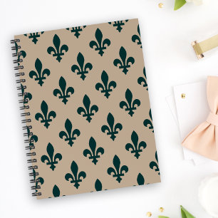 Fleur-de-Lis-Muster, königliches französisches Grü Notizbuch
