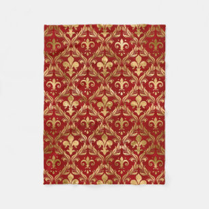 Fleur-de-lis-Muster luxuriös rot Fleecedecke