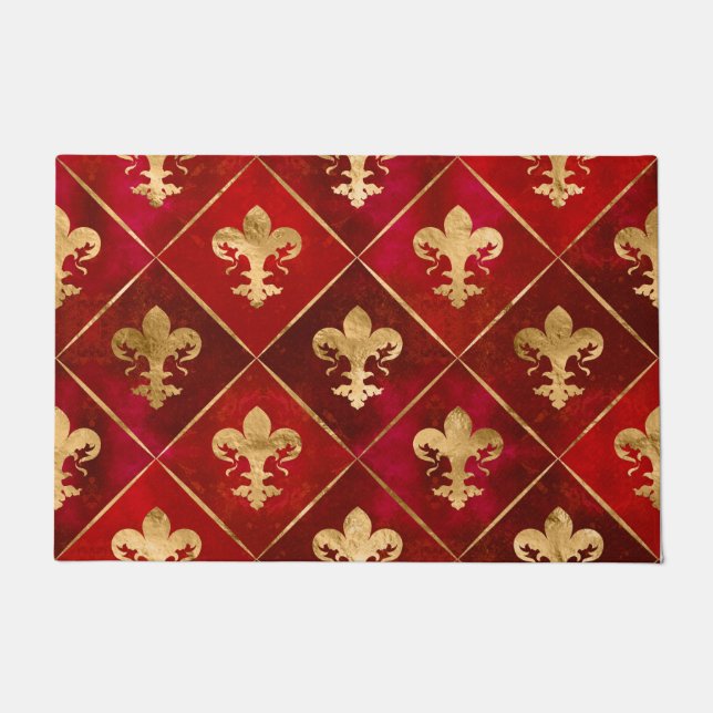 Fleur-de-lis-Muster luxuriös rot Fußmatte (Vorderseite)