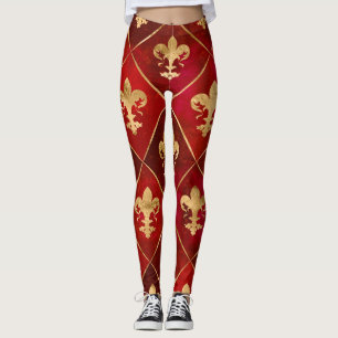 Fleur-de-lis-Muster luxuriös rot Leggings