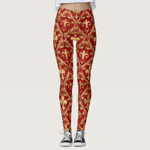 Fleur-de-lis-Muster luxuriös rot Leggings