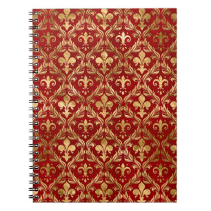 Fleur-de-lis-Muster luxuriös rot Notizblock
