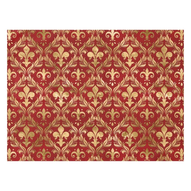 Fleur-de-lis-Muster luxuriös rot Tischdecke (Vorderseite (Horizontal))