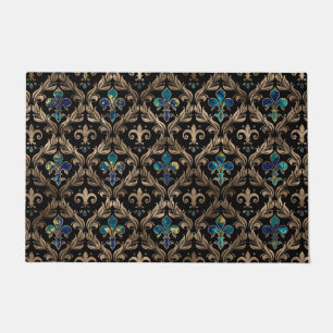 Fleur-de-lis-Muster Marmor und Gold Fußmatte