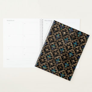 Fleur-de-lis-Muster Marmor und Gold Planer