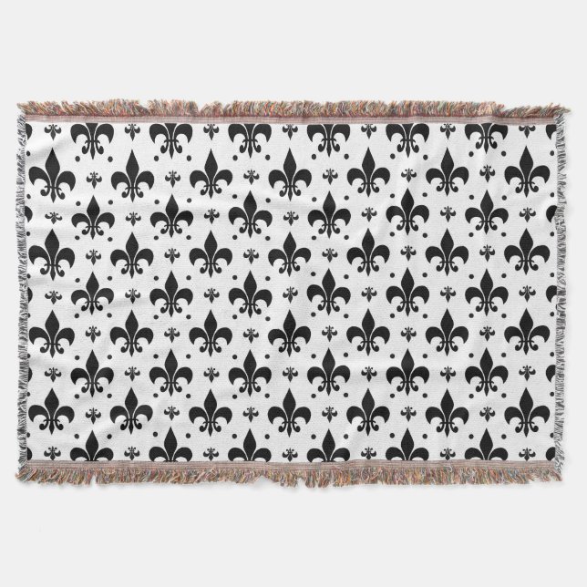 Fleur-de-lis-Muster mit weißem Hintergrund Decke (Vorderseite)