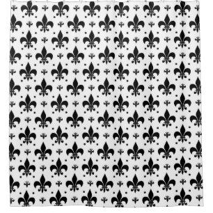 Fleur-de-lis-Muster mit weißem Hintergrund Duschvorhang
