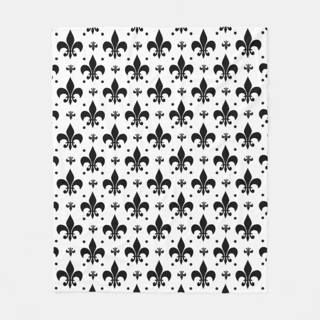 Fleur-de-lis-Muster mit weißem Hintergrund Fleecedecke (Vorderseite)