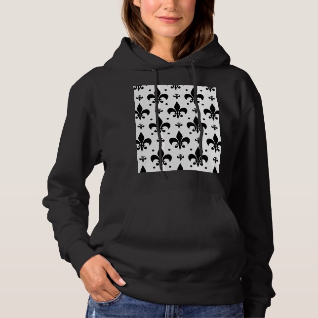 Fleur-de-lis-Muster mit weißem Hintergrund Hoodie (Vorderseite)
