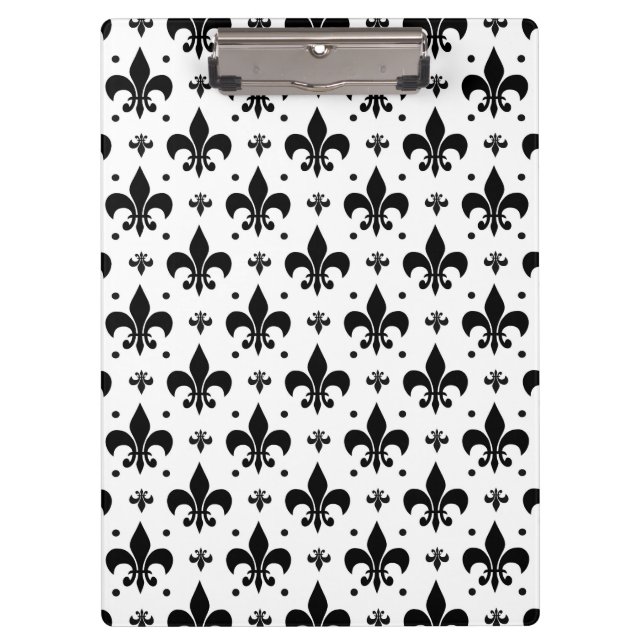 Fleur-de-lis-Muster mit weißem Hintergrund Klemmbrett (Vorderseite)