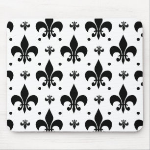 Fleur-de-lis-Muster mit weißem Hintergrund Mousepad