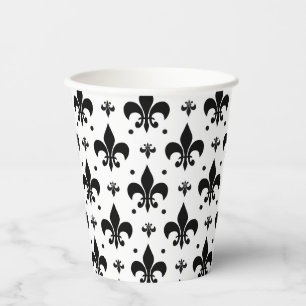 Fleur-de-lis-Muster mit weißem Hintergrund Pappbecher