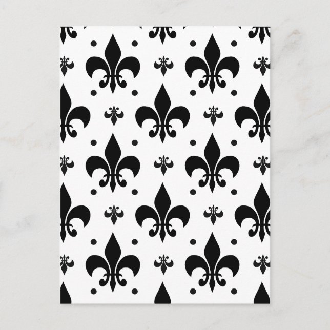 Fleur-de-lis-Muster mit weißem Hintergrund Postkarte (Vorderseite)