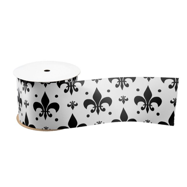 Fleur-de-lis-Muster mit weißem Hintergrund Satinband (Von Creator hochgeladen)