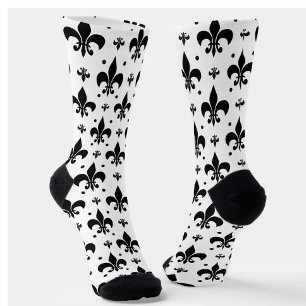 Fleur-de-lis-Muster mit weißem Hintergrund Socken
