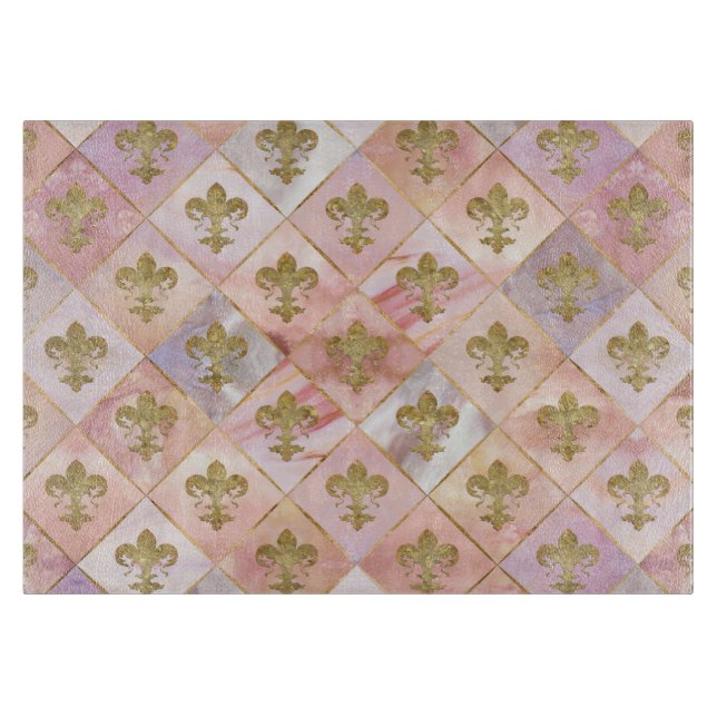 Fleur-de-lis-Muster Pastel Quartz Schneidebrett (Vorderseite)