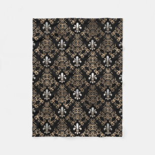 Fleur-de-lis-Muster Perl und Gold Fleecedecke