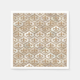 Fleur-de-lis-Muster Perl und Gold Serviette