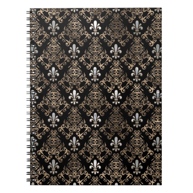 Fleur-de-lis-Muster Perle und Gold Notizblock (Vorderseite)