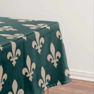 Fleur-de-Lis-Muster, royale französische Creme auf Tischdecke