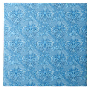 Fleur-de-lis-Muster - sanftes Himmelblau Fliese