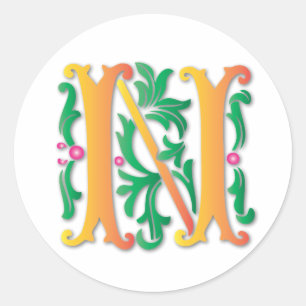 Fleur-de-lis-N-Monogramm Runder Aufkleber