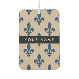 Fleur de Lis, Navy Blue on Beige, Royal, Your Name Autolufterfrischer