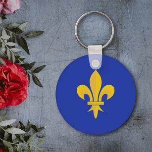 Fleur de Lis on Royal Blue Keychain Schlüsselanhänger