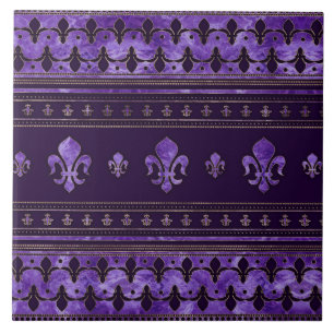 Fleur-de-lis-Ornament Amethyst lila Fliese
