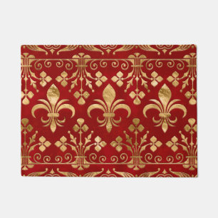 Fleur-de-lis-Ornament Luxury Red Fußmatte