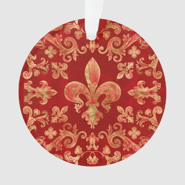 Fleur-de-lis-Ornament Luxury Red Ornament (Vorderseite)