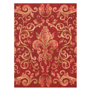 Fleur-de-lis-Ornament Luxury Red Tischdecke