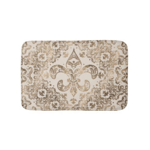 Fleur-de-lis-Ornament - Pastellgold Badematte