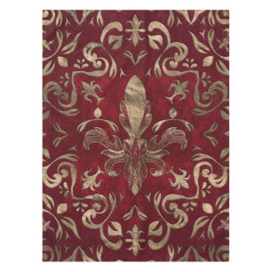 Fleur-de-lis-Ornament Rot und Gold Tischdecke