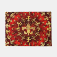 Fleur-de-lis-Ornament Roter Marmor und Gold