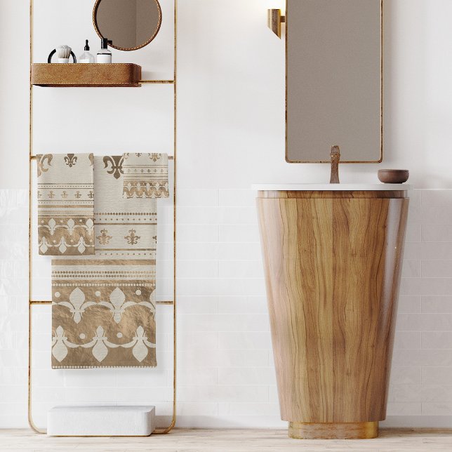 Fleur-de-lis Pastel Gold Badhandtuch Set (Von Creator hochgeladen)