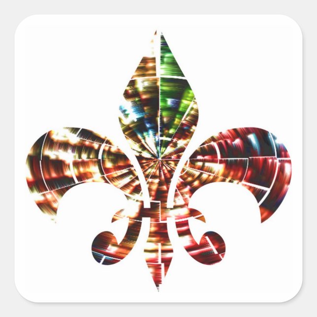 fleur-de-lis : Phantastisches Red Sparkle Design Quadratischer Aufkleber (Vorderseite)