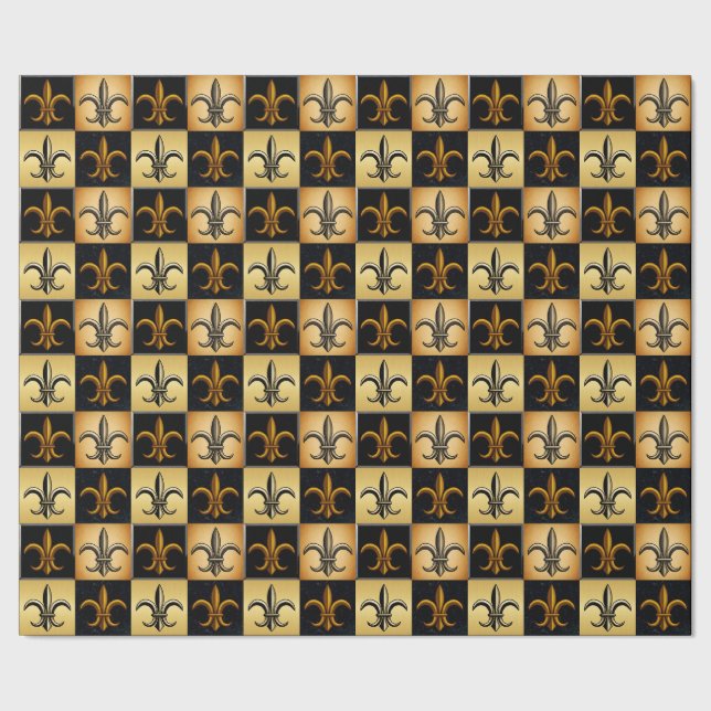 Fleur De Lis Quadrat-Fliesen-Geschenkpapier Geschenkpapier (Saum)