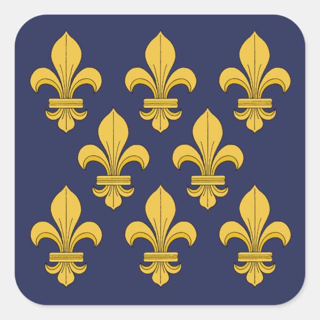 Fleur-de-lis Quadratischer Aufkleber (Vorderseite)