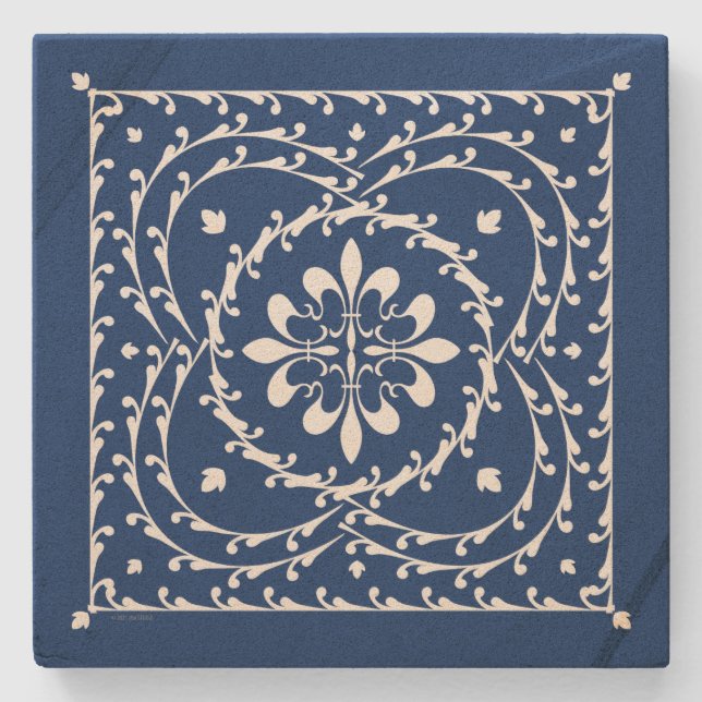 Fleur-de-lis Quatrefoil Stone Untersetzer (Vorderseite)