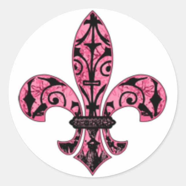 Fleur de lis Rosa Karten und Aufkleber (Vorderseite)