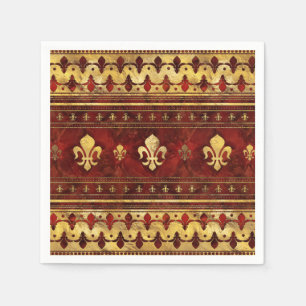 Fleur-de-lis Roter Marmor und Gold Serviette