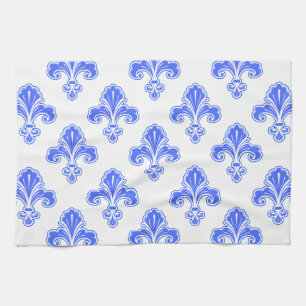 Fleur-de-lis, Royal Blue & White Geschirrtuch