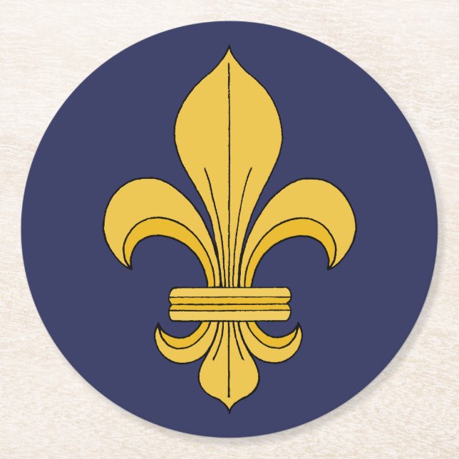 Fleur-de-lis Runder Pappuntersetzer (Vorderseite)