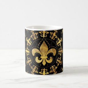 Fleur-de-lis - Rundschmuck - Gold und Schwarz Kaffeetasse