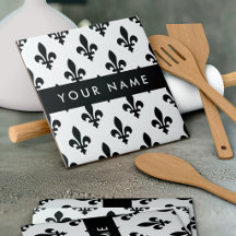 Fleur de Lis, Schwarz auf Weiß, Schwarz, Ihr Name