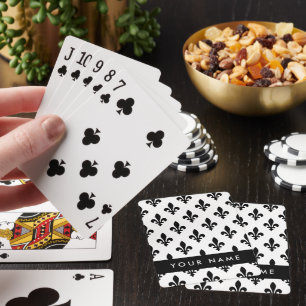 Fleur de Lis, Schwarz auf Weiß, Schwarz, Ihr Name Spielkarten