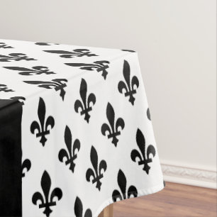 Fleur de Lis, Schwarz auf Weiß, Schwarz, Ihr Name Tischdecke